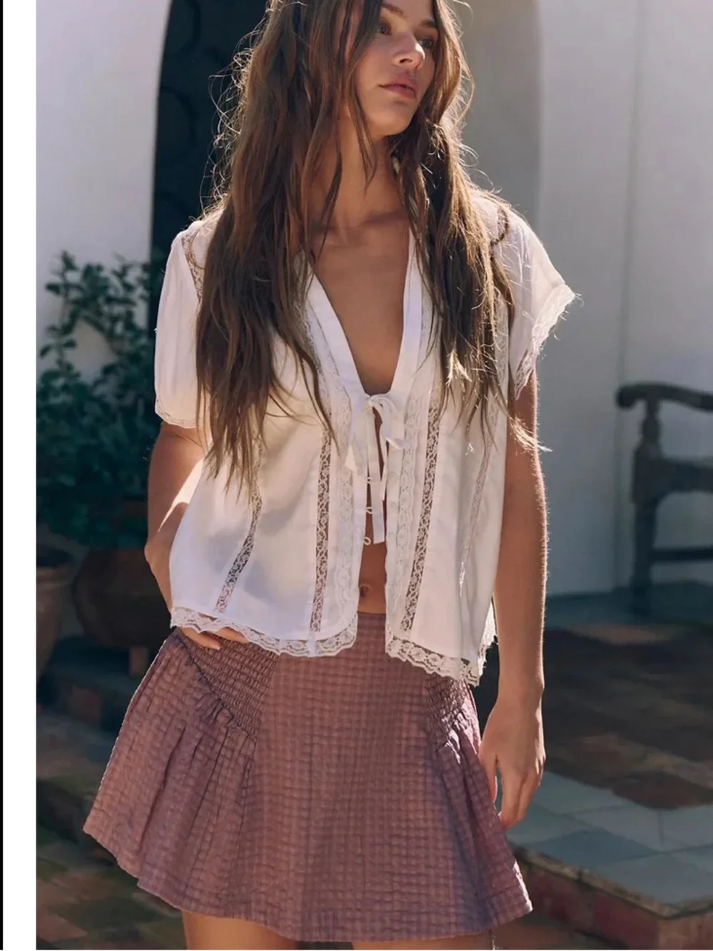free-est - Drew Pucker Check Skirt